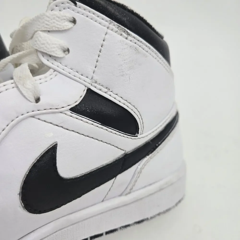 Nike Women's 8 Air Jordan 1 Mid White Black Sneakers Shoes Basketball Sports